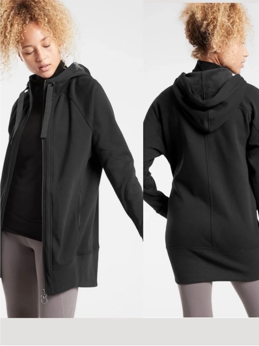 Athleta Black Triumph Long Hoodie Jacket